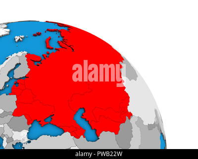 Soviet Union on simple blue political 3D globe. 3D illustration. Stock Photo