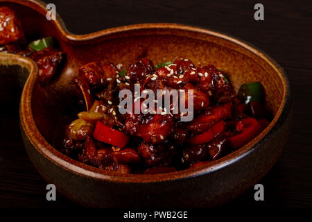 Chinese cuisine - Fried hare with mushrooms Stock Photo
