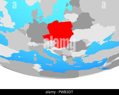 Visegrad Group on simple political globe. 3D illustration. Stock Photo