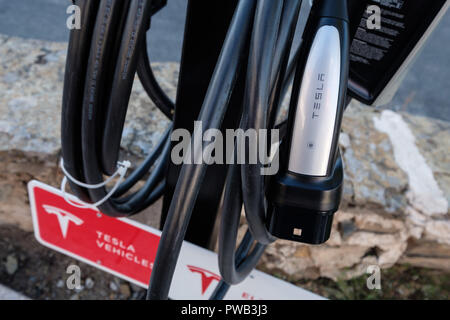 Battery charger for Tesla electric cars Stock Photo