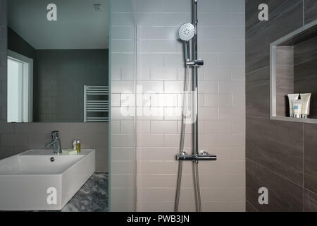 Bathroom with shower cabin Stock Photo