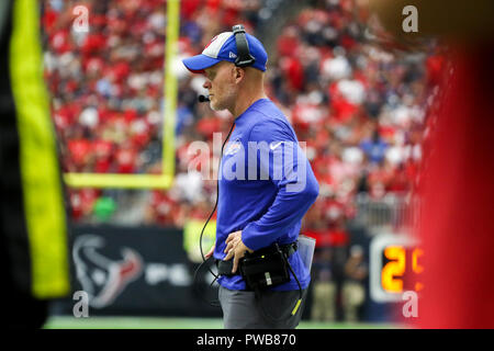 Houston, TX, USA. 14th Oct, 2018. Buffalo Bills head coach Sean McDermott looks on during play against the Houston Texans at NRG Stadium in Houston, TX. John Glaser/CSM/Alamy Live News Stock Photo