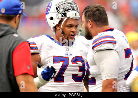 Buffalo Bills offensive tackle Dion Dawkins (73) warms up before