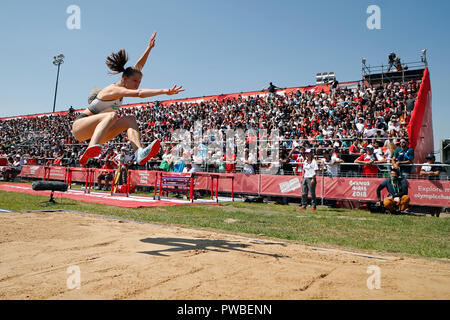 Buenos Aires, Argentina. 14th Oct, 2018. Saskia Woidy from Germany jumps in the long jump at the Olympic Youth Games. Credit: Gustavo Ortiz/dpa/Alamy Live News Stock Photo