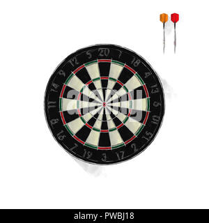 Watercolor dart board set over white background Stock Photo