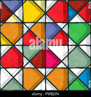 Watercolor stained glass background in colors Stock Photo
