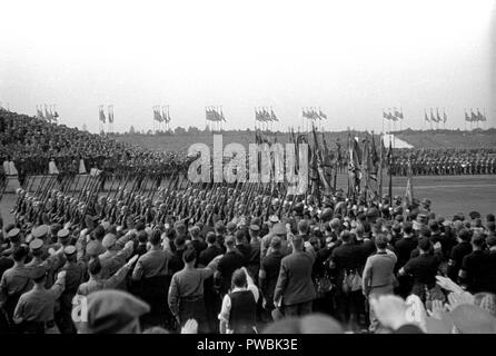 Nazi Germany NSDAP Nuremberg Rally 1936 Parade at the rally ground 10th September 1936 Stock Photo