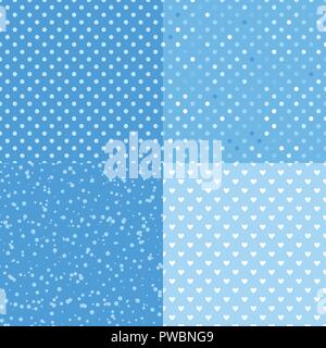 Abstract winter blue white. Set of seamless patterns backgrounds. Stock Vector