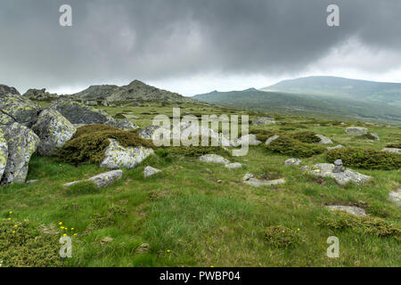 Amazing Landscape of Vitosha Mountain from Cherni Vrah Peak, Sofia City Region, Bulgaria Stock Photo