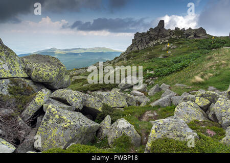 Amazing Landscape of Vitosha Mountain from Cherni Vrah Peak, Sofia City Region, Bulgaria Stock Photo