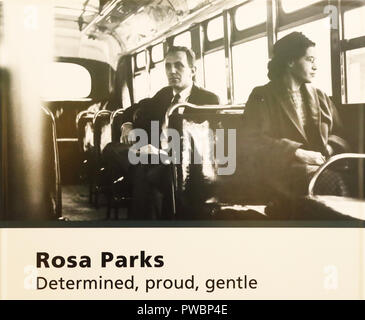 The original bus that Rosa Parks made her protest on in Alabama, at the Henry Ford Museum in Detroit, Michigan, USA Stock Photo