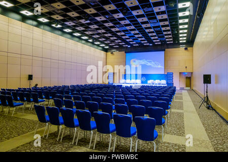Interior of conference hall during Blockchain congress Stock Photo