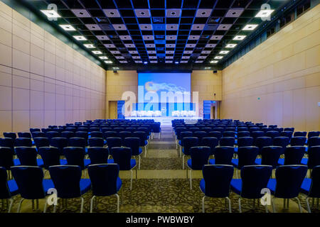 Interior of conference hall during Blockchain congress Stock Photo