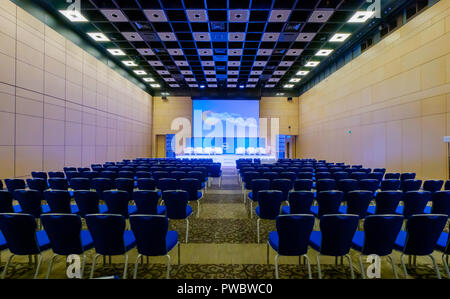 Interior of conference hall during Blockchain congress Stock Photo