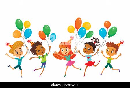 Funny children at summer playground. Kids playing in park. Vector  illustration Stock Vector Image & Art - Alamy