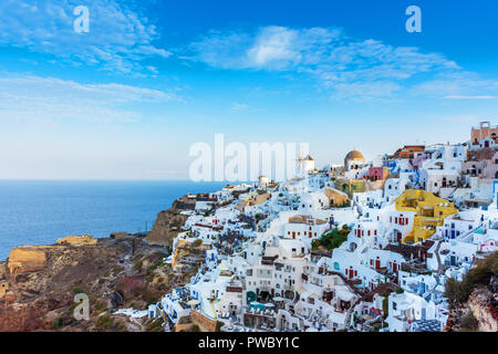 Santorini, Greece. Picturesque view of traditional cycladic Santorini houses on cliff Stock Photo