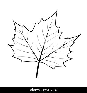 autumn leaf icon outline on white background vector illustration Stock Vector