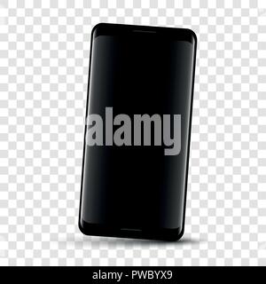 realistic black smartphone with black screen isolated vector illustration EPS10 Stock Vector