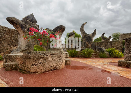 Coral Castle or Rock Gate Park built by Edward Leedskalnin in Homestead Florida, USA Stock Photo