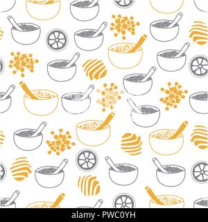 Sea Salt Sea Shels,Flowers and Oranges -Spa in the Country. Seamless repet pattern Stock Vector