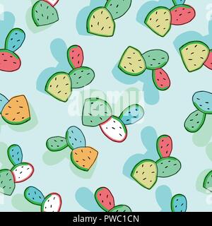 Cactus in Colours on Light Blue Background,Punchy Pastel Colors-Modern Cactus and sacculents Stock Vector