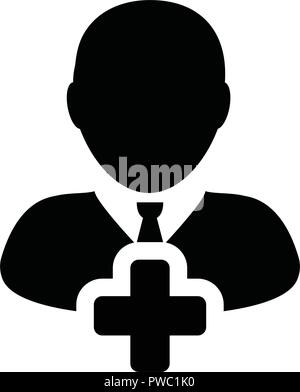 Person icon vector male add user profile avatar with plus symbol in flat color glyph pictogram illustration Stock Vector