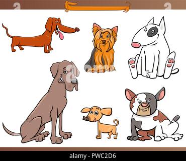 Cartoon Illustration of Purebred Dog Characters Set Stock Vector