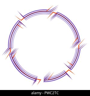 round frame with breaks of contours of several elements, glitch Stock Vector