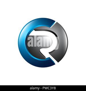 Abstract Letter CR Logo. Blue and green color. Vector illustrator Stock Vector