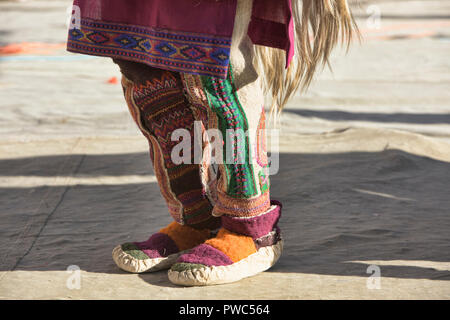 The feet of an Aryan (Brogpa) dancer at a festival, Biama village, Ladakh, India Stock Photo