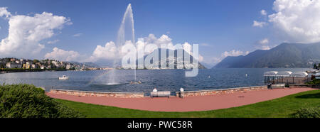 Panoramic view of Lugano on Lake Lugano in Switzerland Stock Photo
