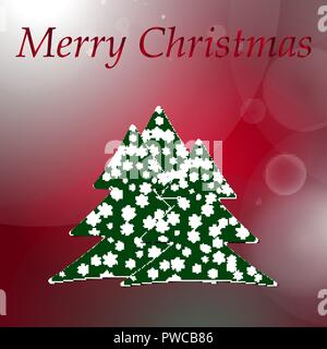 Abstract red round bokeh background with christmas tree Stock Vector