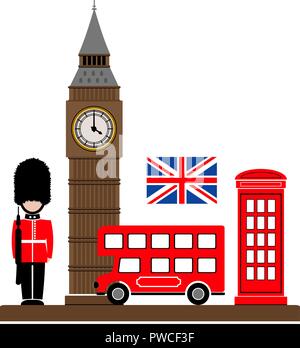 London city. Vector illustration with London symbols. Eps 10 Stock Vector