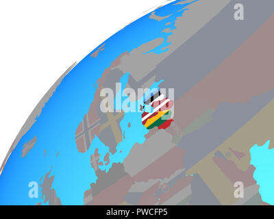 Baltic States with embedded national flags on globe. 3D illustration. Stock Photo