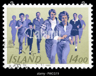 Postmarked stamp from Iceland in the Sports series issued in 1983 Stock Photo