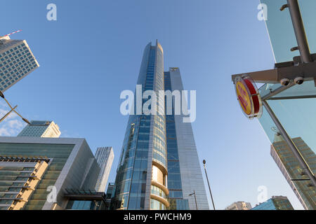 Warsaw, Poland - Oct 1, 2018: Office buildings and a metro station (Rondo 1)  in the downtown of Warsaw, Poland. Stock Photo