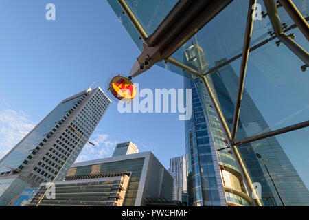 Warsaw, Poland - Oct 1, 2018: Office buildings and a metro station (Rondo 1)  in the downtown of Warsaw, Poland. Stock Photo