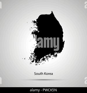 South Korea country map, simple black silhouette Stock Vector