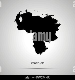 Venezuela country map, simple black silhouette Stock Vector