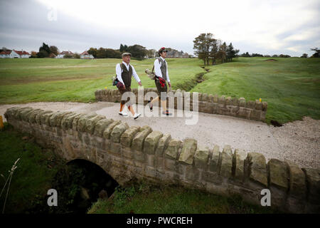 Golfers from Japan taking part in the World Hickory Open Championships at Longniddry Golf Club on Scotland's Golf Coast, East Lothian. Stock Photo
