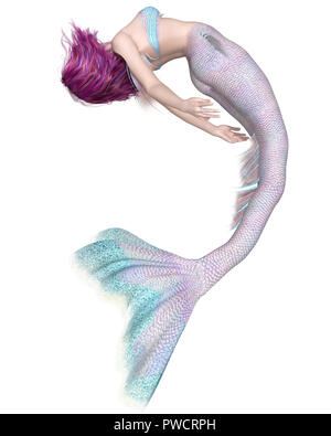 Red-haired Girl Blue Mermaid Tail Entangled Stock Photo 2003041118