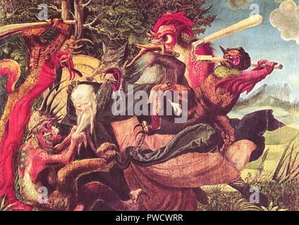 Vintage illustration depicting demons and hell Stock Photo