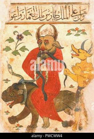 Vintage illustration depicting demons and hell Stock Photo