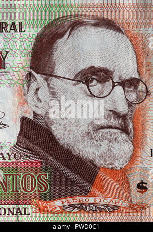 Portrait of Pedro Figari from 200 pesos banknote, Uruguay, 2011 Stock Photo