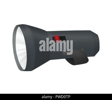 Pocket flashlight. Vector illustration. Cartoon design. Equipment for tourists. Stock Vector