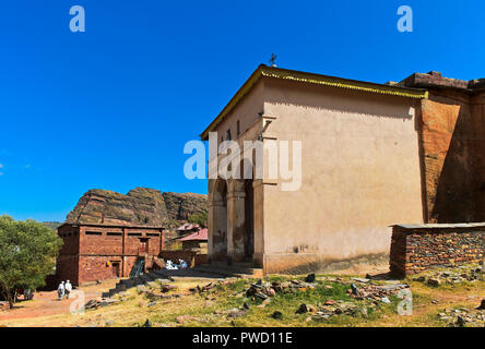 Entrance hall of the semi-monolithic church Abreha wa Atsbeha near Wukro, Tigray, Ethiopia Stock Photo