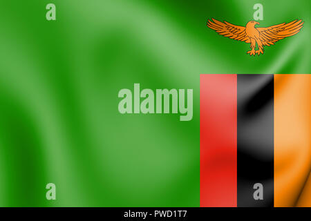 3D Flag of Zambia. 3D Illustration. Stock Photo