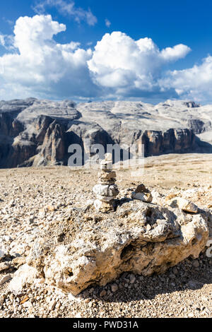 Little pebble at the plateau of Piz Pordoi, Fassa Valley, Trentino, Dolomites, Italy, Europe. Stock Photo