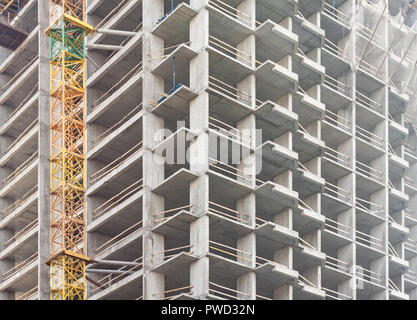 Construction of a modern high-rised concrete panel building Stock Photo