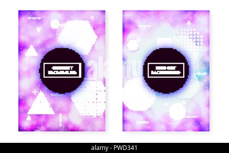 Neon cover with liquid purple shapes. Luminous fluid. Fluorescen Stock Vector